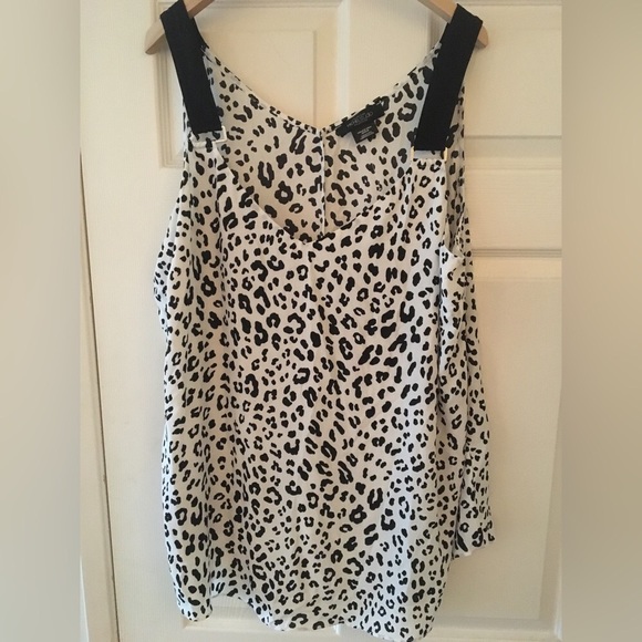Dressy  tank top, sz 22, black and white animal print - Picture 1 of 2